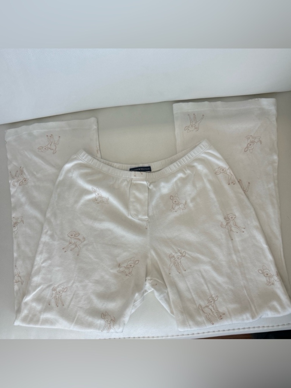 Brandy Melville Bambi Deer Print White Pants One Size